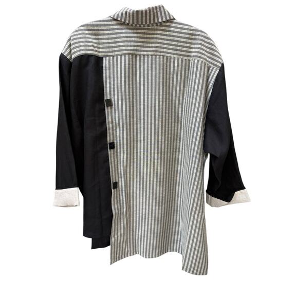 NWT Carole Tomkins THE BIG SHIRT Linen Mixed Kenya Lagenlook Art To Wear Plus 3X - Picture 3 of 11